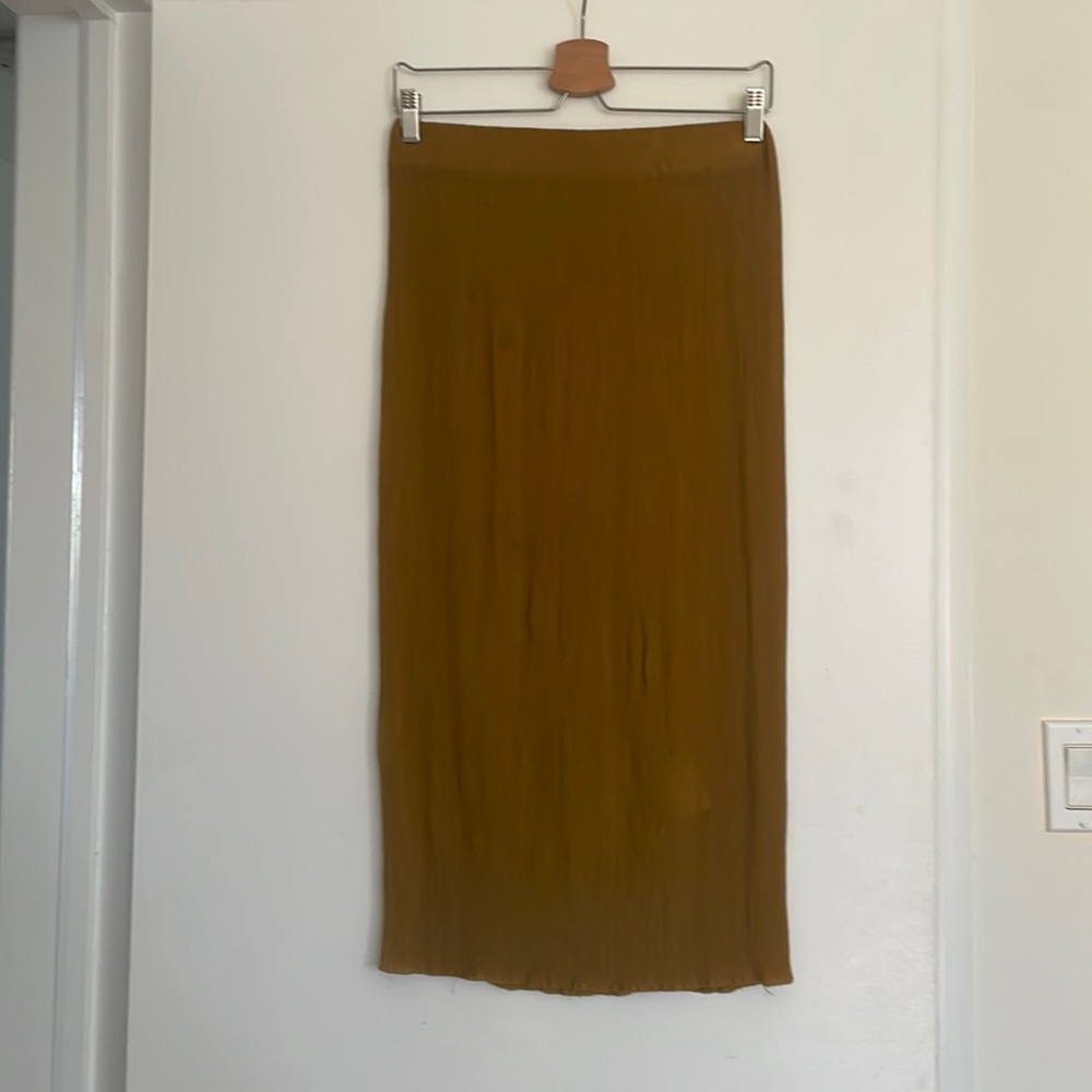 COS mustard pencil skirt